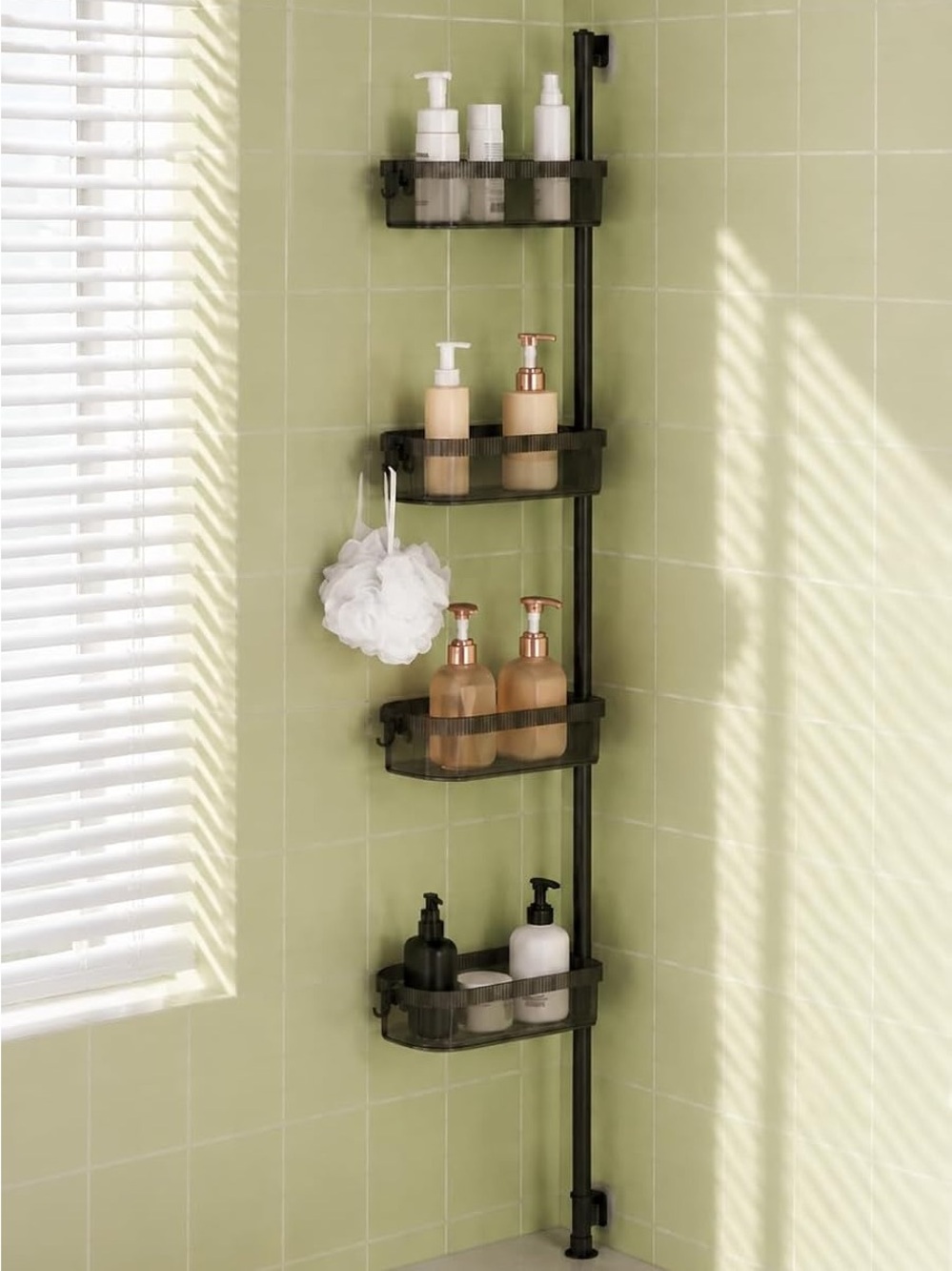 Corner Tension Shower Caddy - Black